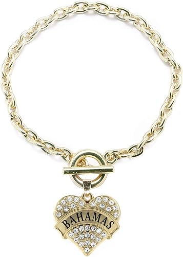 Inspired Silver - Pulsera de oro con dije de corazón pavé con joyas de circonita cúbica