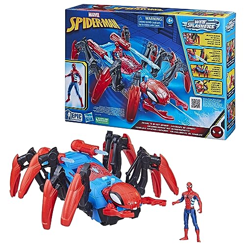 Spider-Man Marvel Araignée de Combat, Jouets de Super-héros pour Enfants, Lance de l'eau et des Toiles, Voiture Jouet, dès 4 Ans