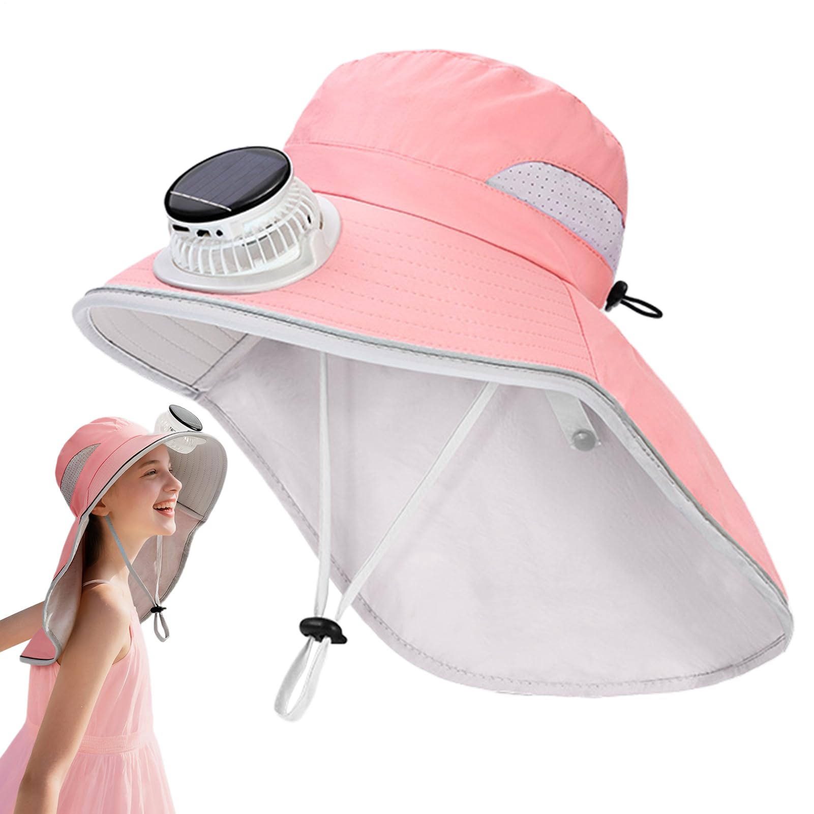 Sombrero con Ventiladores Solares,Sombrero para el Sol | Cubrecabeza Deportivo Transpirable con Protección UV para Actividades al Aire Libre Camping Vacaciones Niños Niñas Senderismo Playa