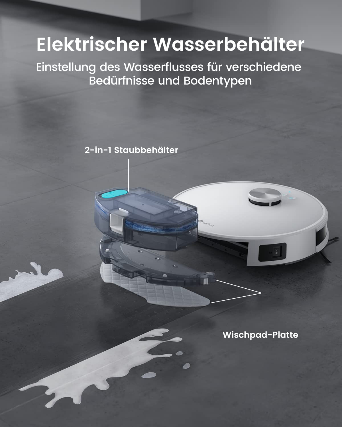 Lefant M1 Staubsauger Roboter, Mehrstufiges Mapping Saugroboter mit Wischfunktion No-Go-Zonen, 5500Pa Saugkraft, Ideal für Tierhaare und Hartböden, App-/Alexa-Steuerung, Weiß