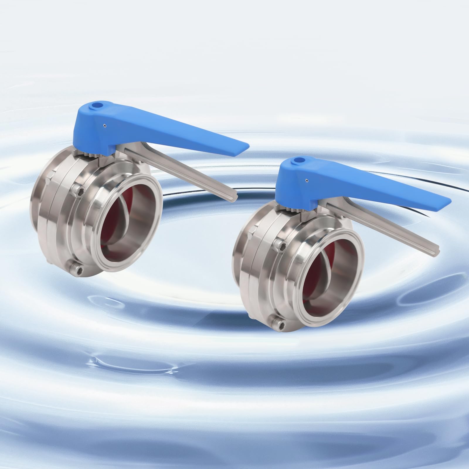 Xlsdlvcnxz 2 Pack 3 Inch Butterfly Valves,Butterfly Valve With Blue Trigger Handle,Stainless Steel 304 Tri Clamp Clover