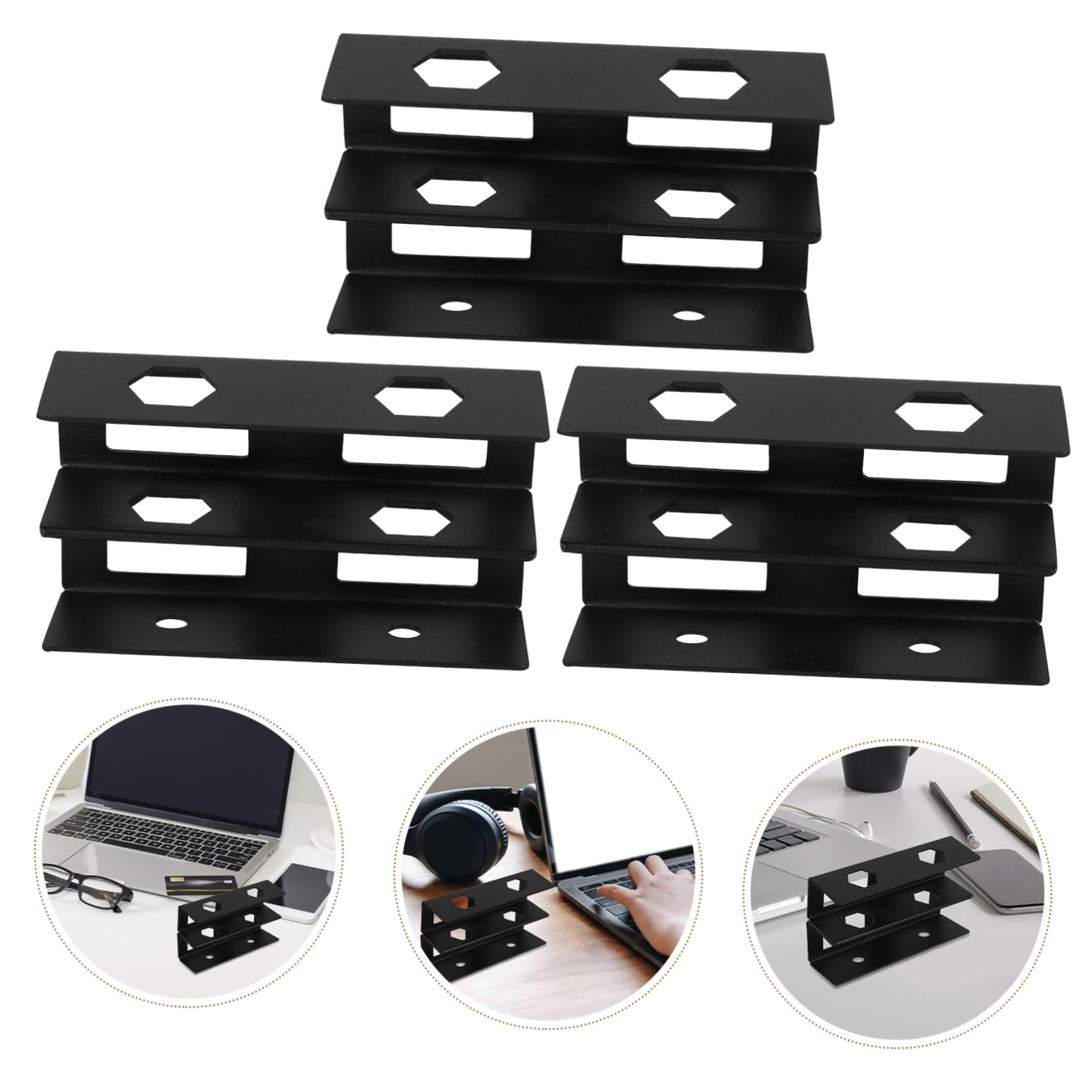 ARTIBETTER 3 Juegos Soporte para portátil Debajo del Escritorio Titular de la computadora portátil Tubo de Subida Soportes para portátiles Soporte para Laptop Caucho Black