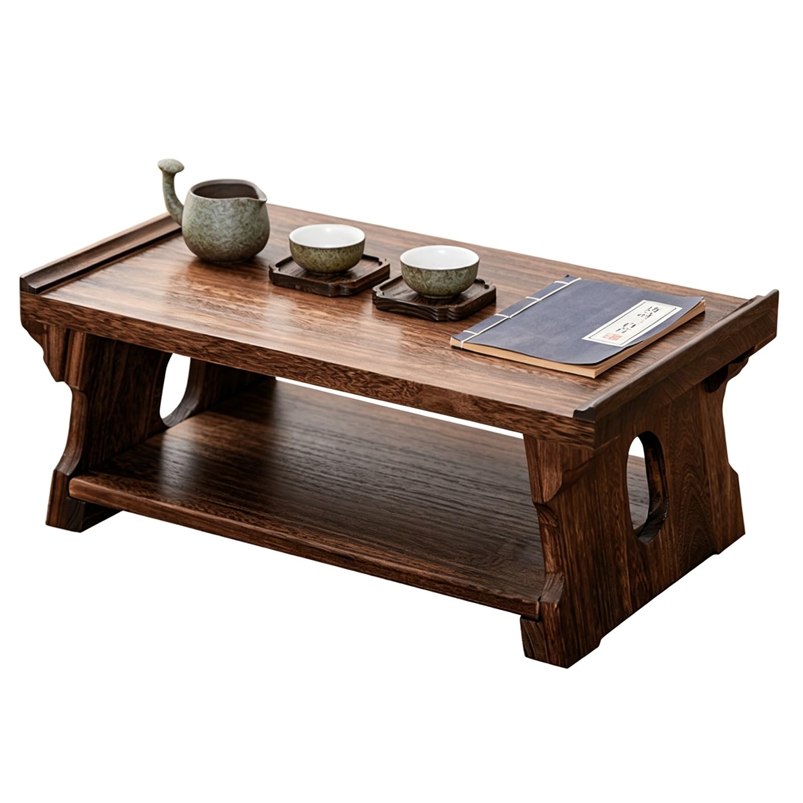 Tavolo da Altare La Meditazione, Tavolino Basso con Cassetto Portaoggetti Nascosto, Portatile Tavolino per Soggiorno, Camera da Letto, Meditazione(70x35x28cm/28x14x11in)