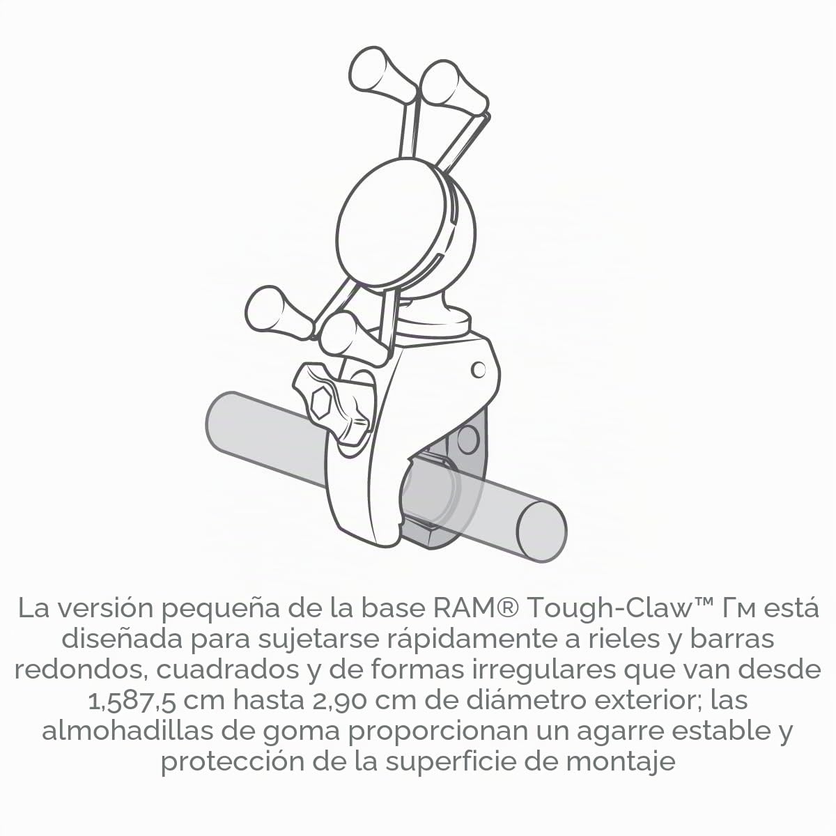 RAM Mount RAM-HOL-UN7-400U Motocicleta - Soporte (Teléfono móvil/smartphone, Motocicleta, Soporte pasivo, Negro, Compuesto, Acero inoxidable, X-Grip,Clamp mount)