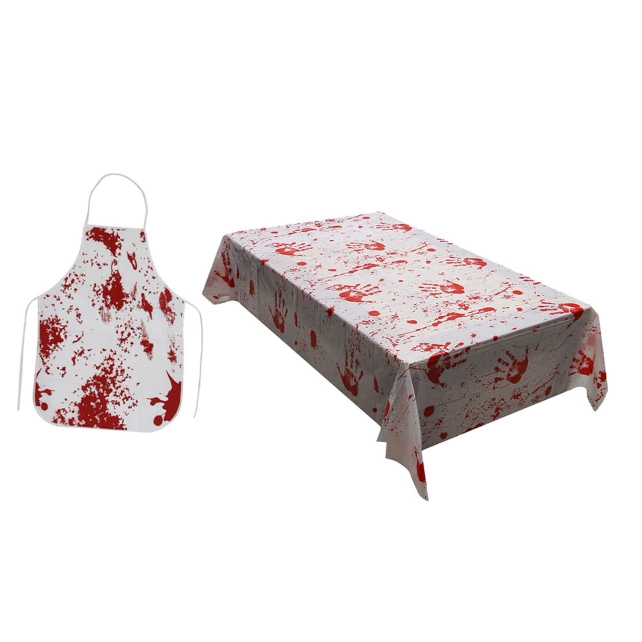TOPBATHY 2sets Decorazioni Per Halloween Tovaglia Handprint e Grembiule Abbinato e
