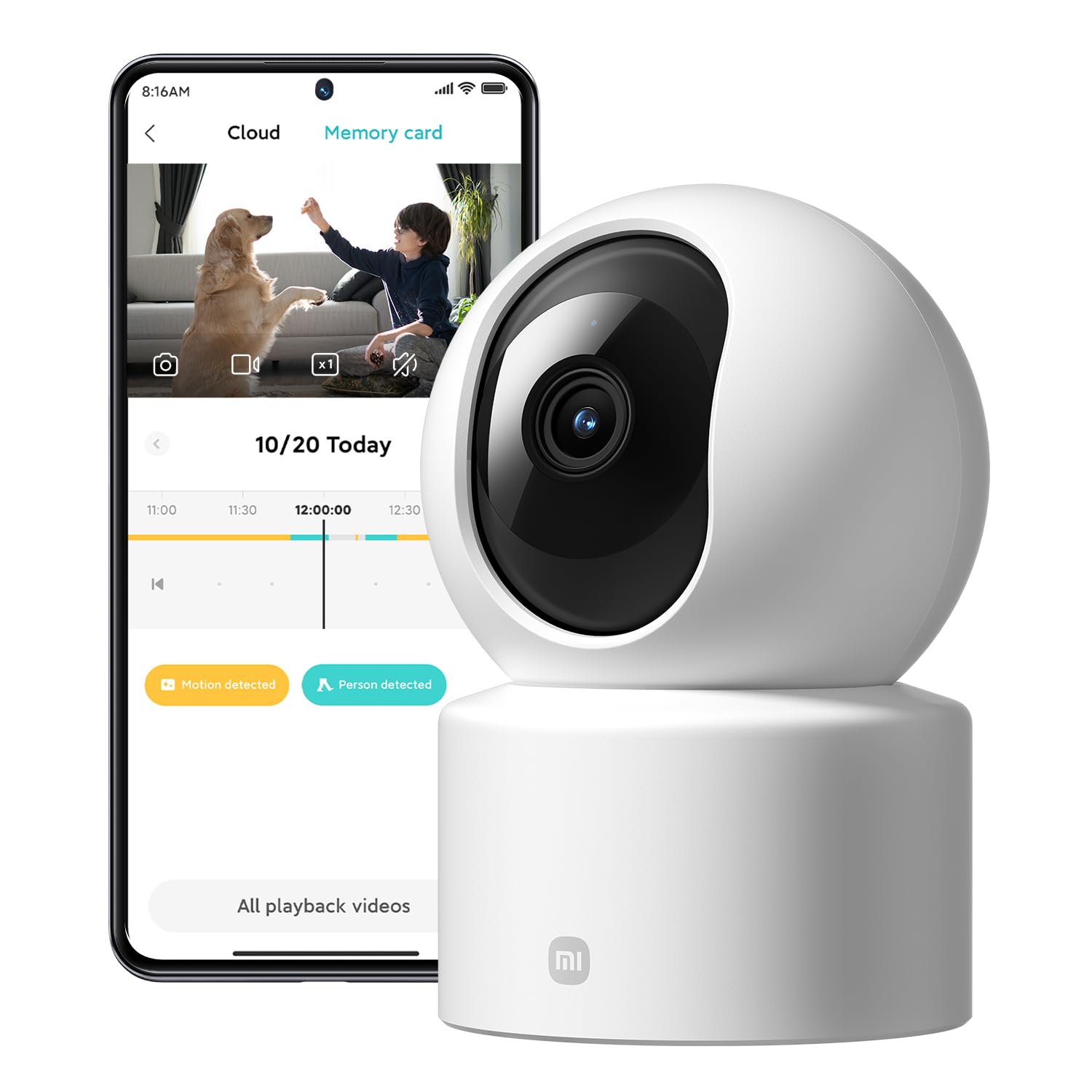 XIAOMI Smart Camera C301 - Cámara de vigilancia con resolución 2K 2304p (3MP), 360°, visión Nocturna, detección de Movimiento con IA, admite Tarjeta SD, Blanco (Versión ES)
