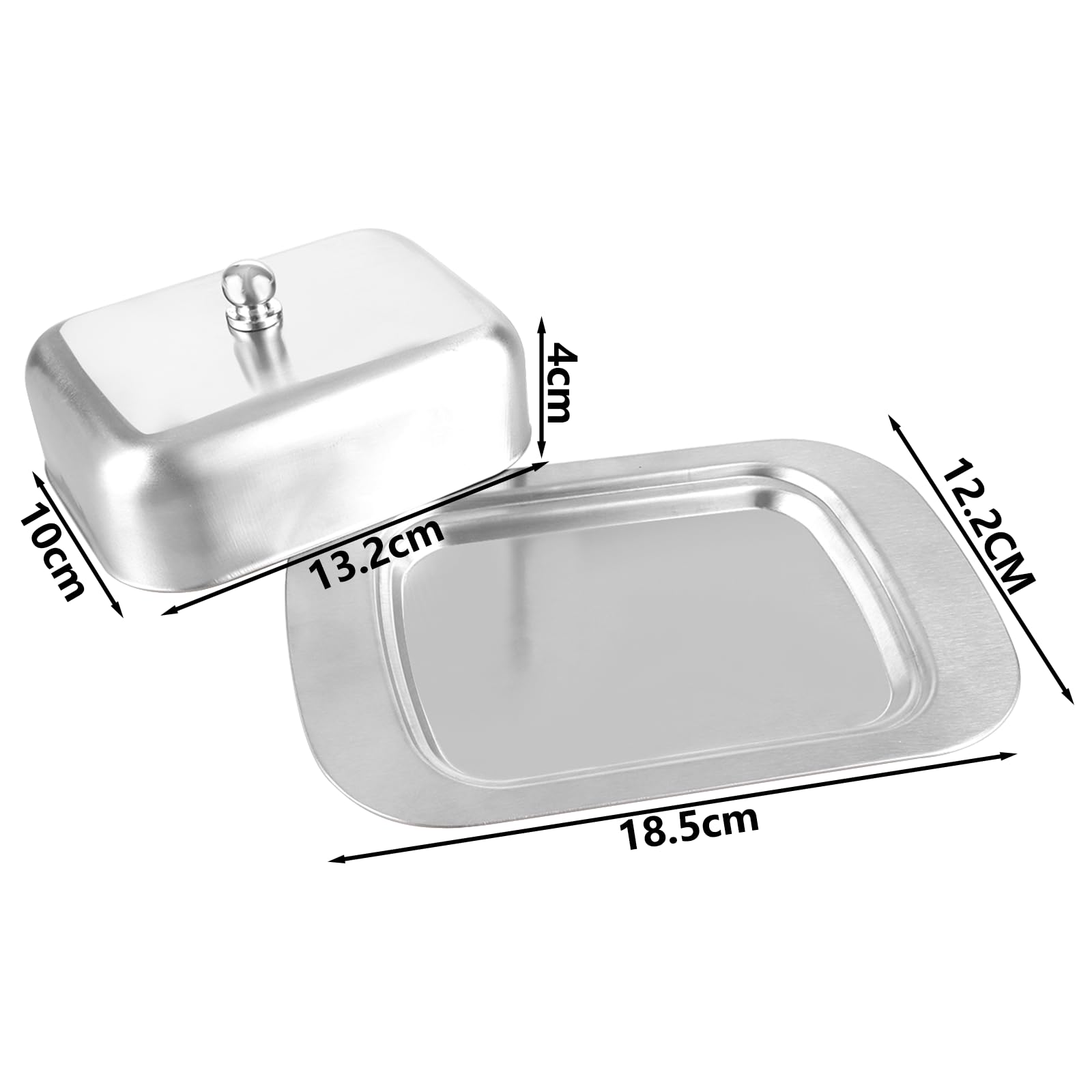 SYLANDO Burriera Acciaio Inox con Coperchio Legno 250g Bianco Design