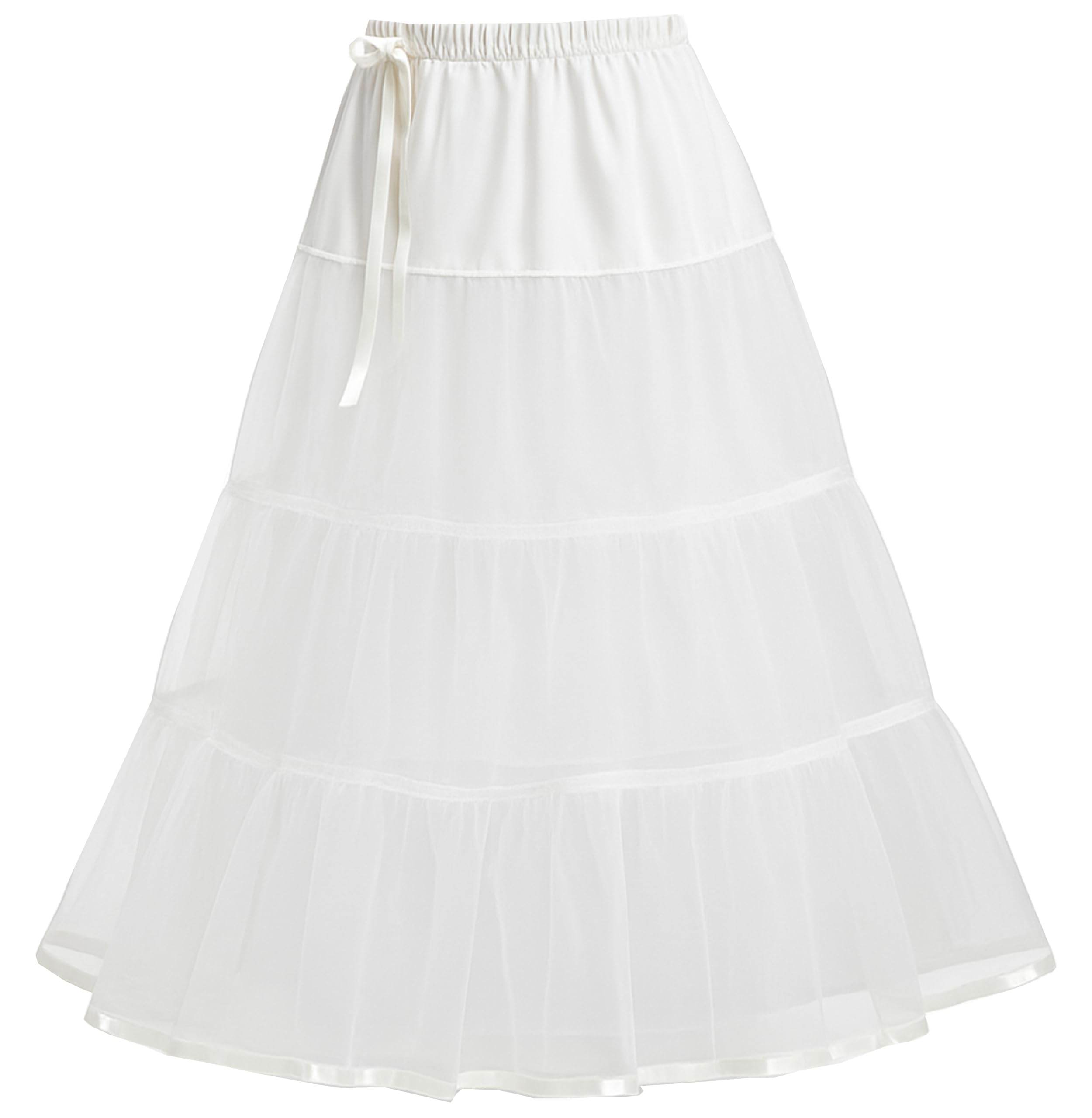 Women's Cancan Underskirt Petticoat Hardnet Can Can 3 Layer Ankle Length Skirt for Lehenga Hoopless Slips Crinoline Long Underskirt for Wedding Bridal Dress Gown for Party and Ethnic Wear