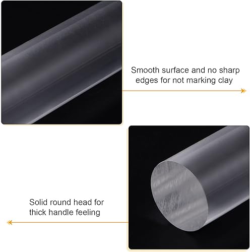 Miniatura 4 de HARFINGTON Rodillos de arcilla acrílica de 6 x 1 pulgadas, rodillo redondo de plástico antiadherente sólido, barra de arcilla polimérica, rodillo de