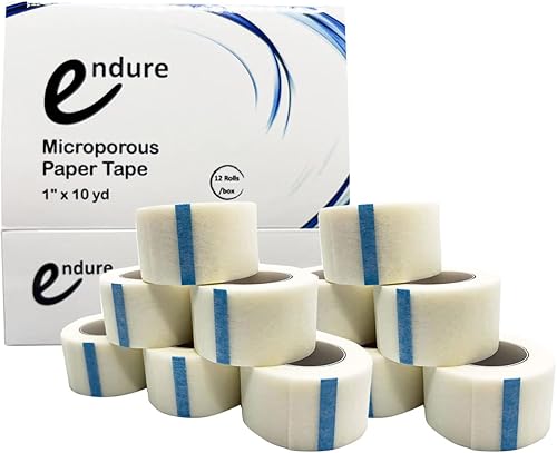 Endure Entape - Cinta de papel médico hipoalergénica de microporos, sin látex, cinta adhesiva de papel transpirable (1.0in de ancho x 10 yardas de
