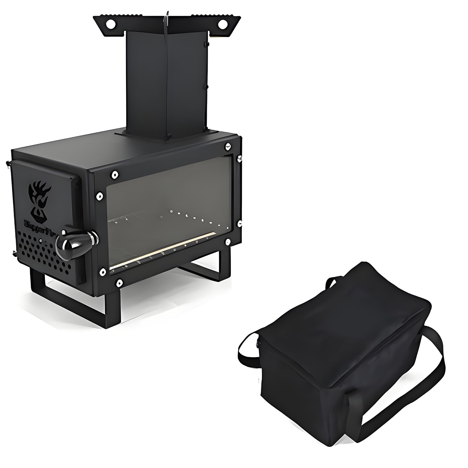 Stufa a Legna da Campeggio Portatile In Acciaio al Carbonio Riscaldamento Rapido Design Modulabile per Cucina e Campeggio Aperto
