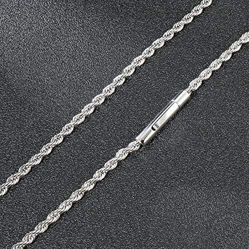 Collier acier inoxydable durable maille corde finition haut de gamme - 4