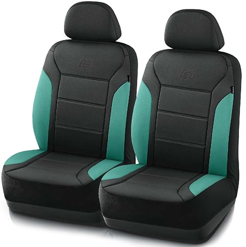 Skechers Memory Foam Car Seat Covers, Lycra Fabric Seat Covers Thick Memory Foam, Front Car Seat Protector, Airbag Compatible, Automotive Comfort Protection for Most Cars,Trucks, SUVs,Green