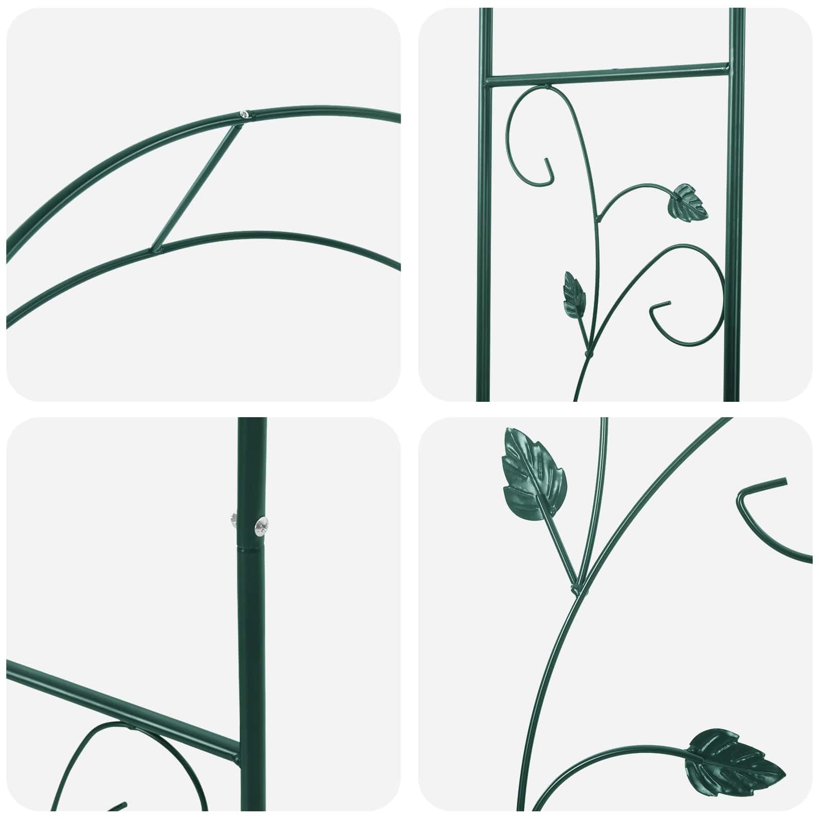 Metall Gartenbogen Floral Grün 115x37x231 cm | Wetterbeständig, für Hochzeit und Gartenparty, klassisches Design, pflegeleicht