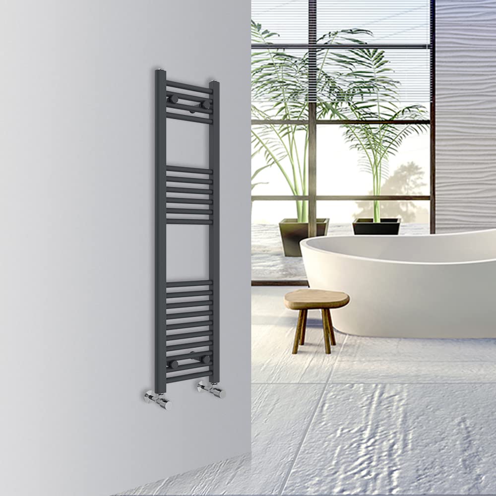 (Anthracite, 1200X300mm) Warmehaus Straight Bathroom Heated Towel Rail Warmer Radiator Central Heating 5063021957734