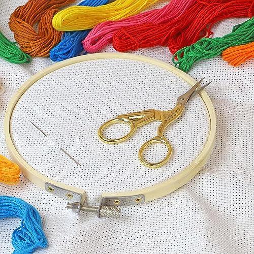 Image of Essentials By Leisure Arts Wood Embroidery Hoop 5 inch Bamboo - Wooden Hoops for Crafts - Embroidery Hoop Holder Cross Stitch Cross Stitch Hoops and Frames