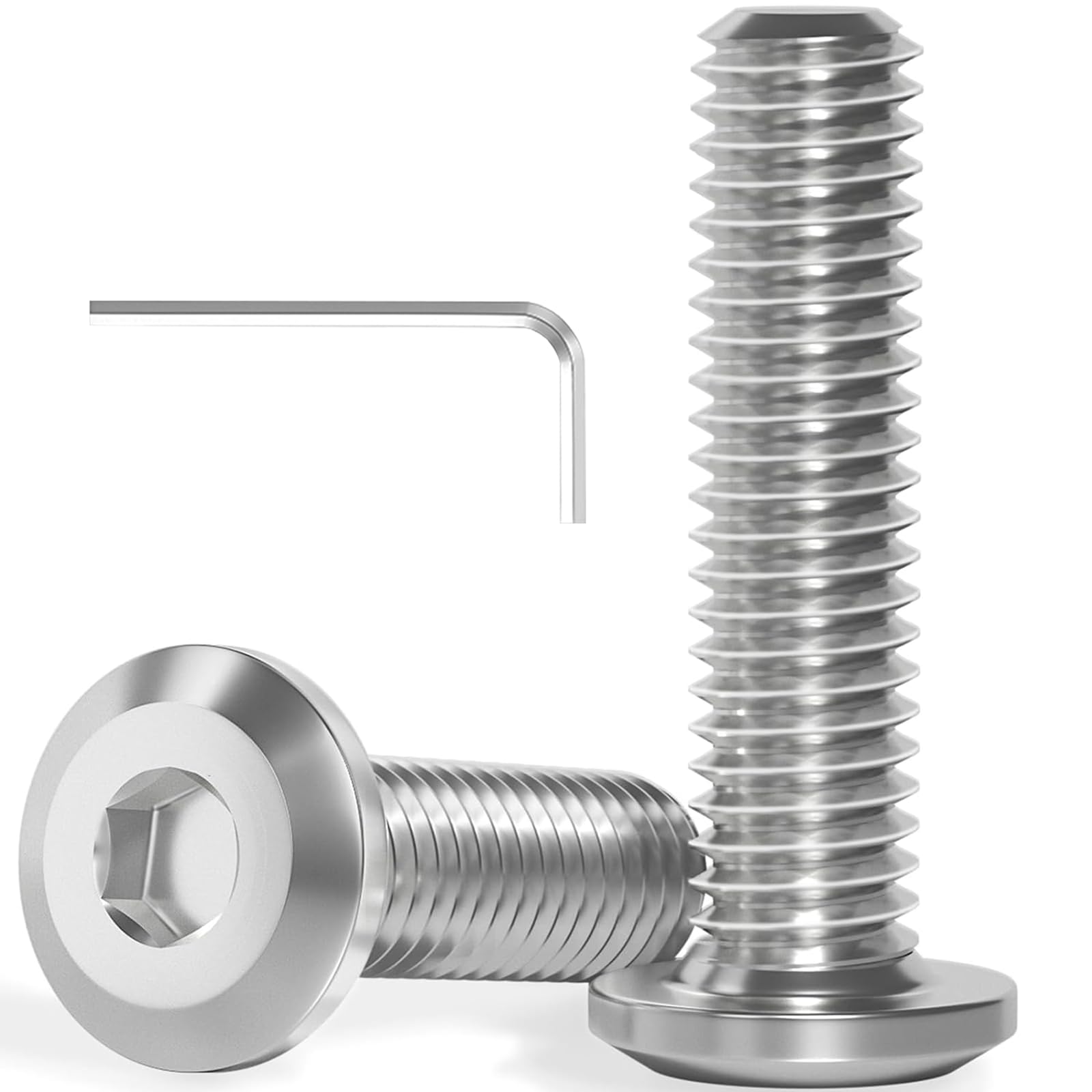 Wavanta M8 Bolts, M8 x 16mm Flat Head Hex Socket Cap Screws Bolts, Full Thread A2 304 Stainless Steel Screws with Hex Key