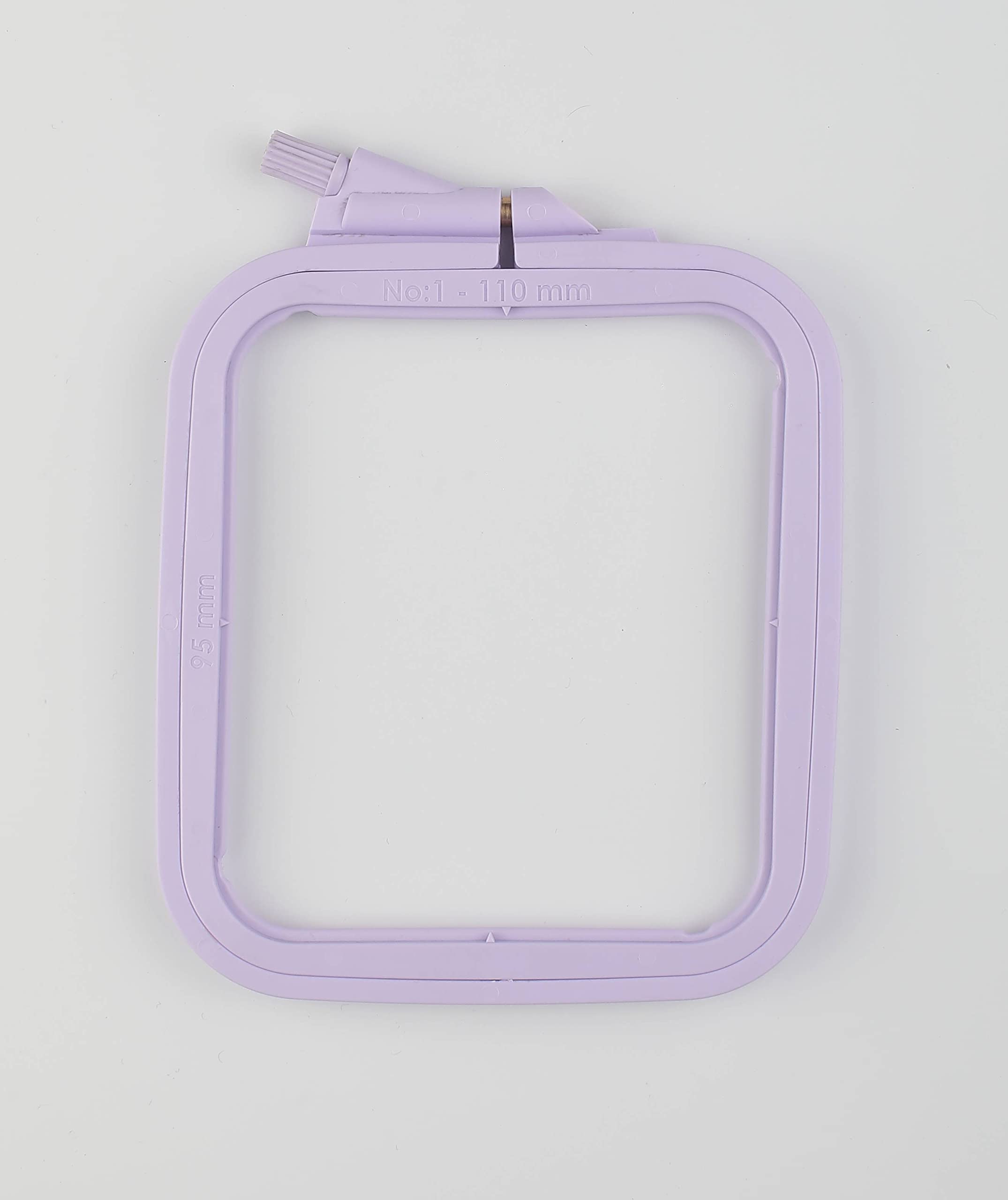 Nurge Square Embroidery Hoop - Plastic Cross Stitch Frame for Needlepoint &amp; Embroidery - Adjustable Craft Hoop - Lilac - No:1 (X Small)