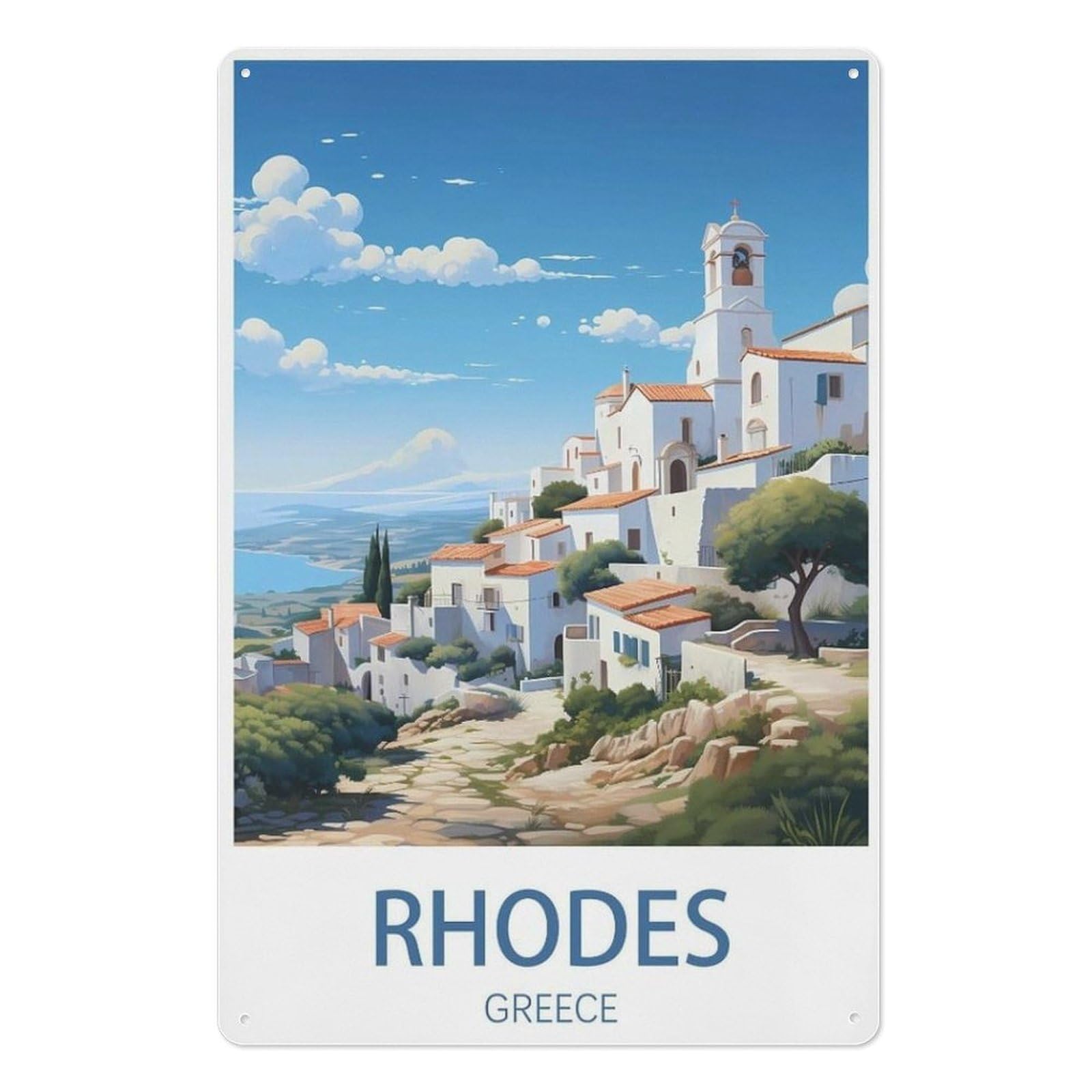 Pgcksk Men's A7 Vintage Wall Decor Metal Poster Plaque，Rhodes Greece，Tin Signs New Year Easter Wall Decoration Bar Pub Family Cafe Signs Cave Gifts For Friends Family Fun Signs Nice Sign(15X30cm）6X12 Inch-V14