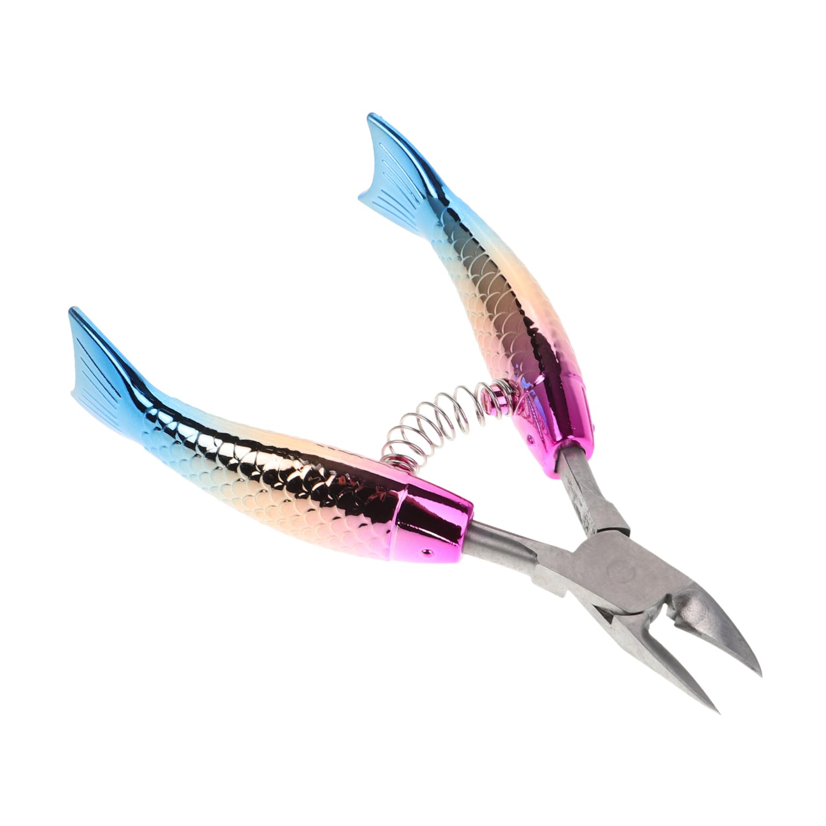 WOFASHPURET Stainless Steel Fish Tail Cuticle Nipper Rainbow Gradient Cuticle Scissors for Nail Care Dead Skin Removal and Manicure Tools for Home and Salon Use