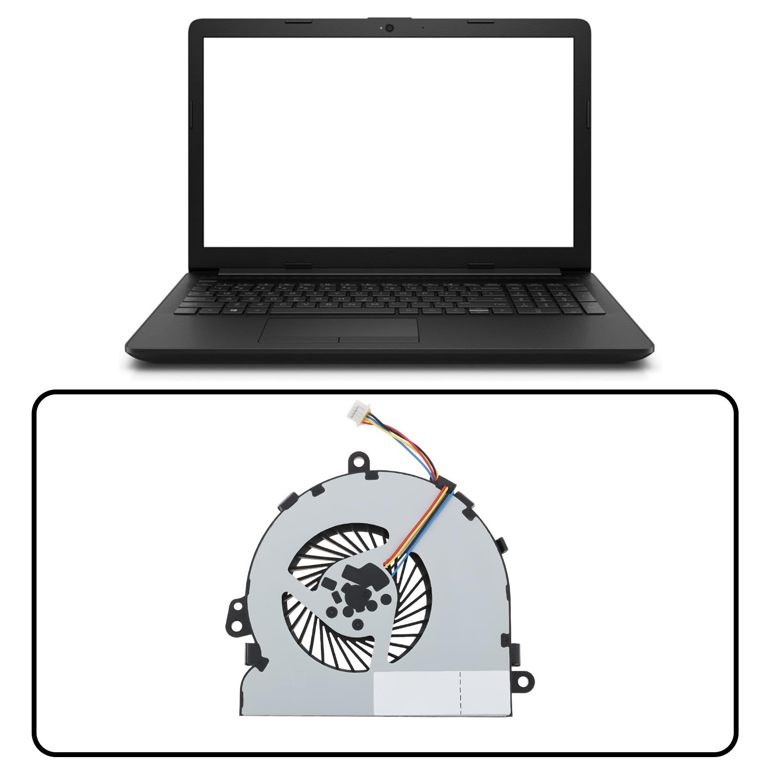 EMSea Ventilador de CPU para Portátil de 4 Cables L20474-001 Compatible con HP 15-DA 15-DB 250 G7 255 G7 - 5
