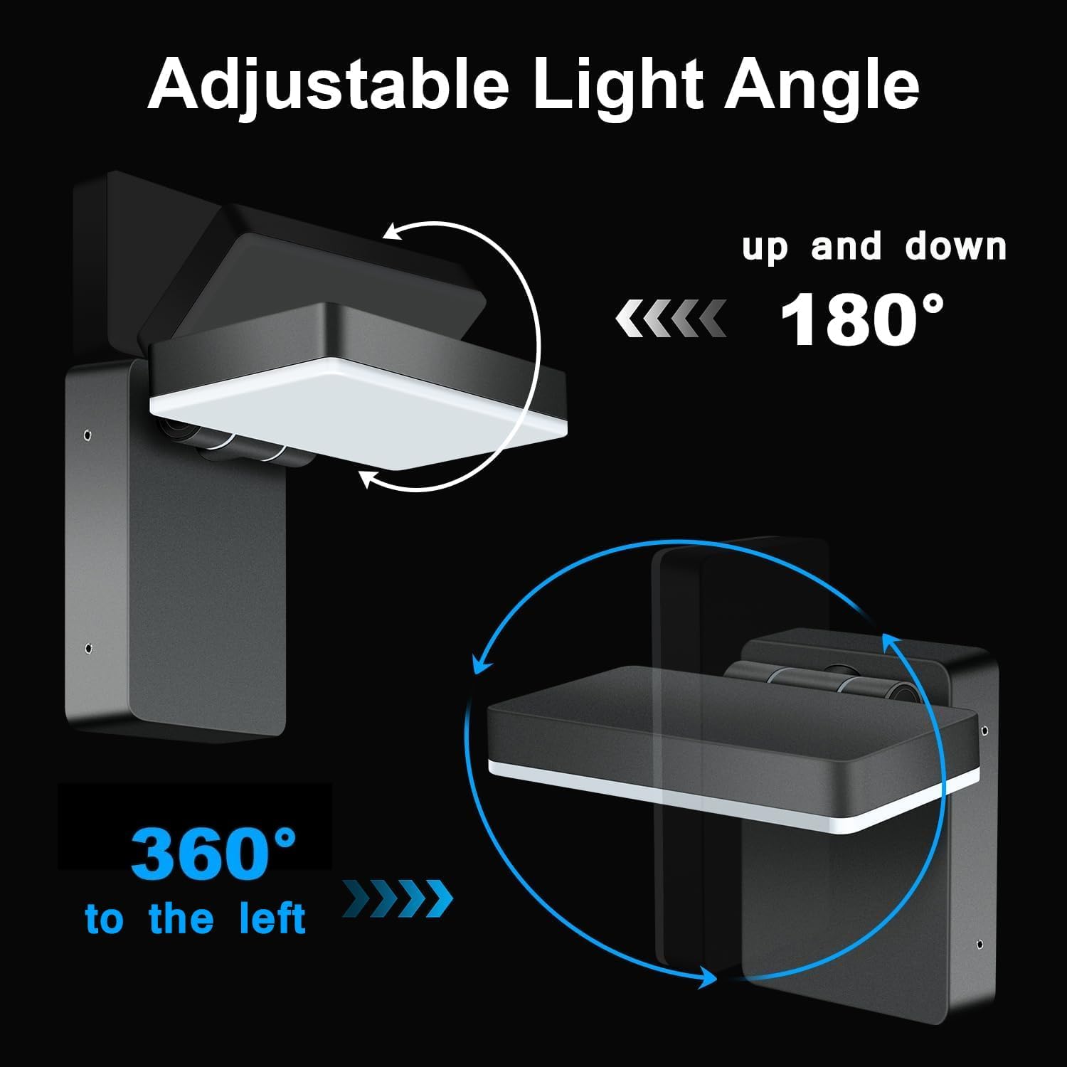 Juyace 60W Led Outdoor Wall Park Flood Light Modern Exterior Security Lighting Fixture for House with Rotate Freely 6000lm 5000k IP65 Waterprroof Floodlight for Above Garage