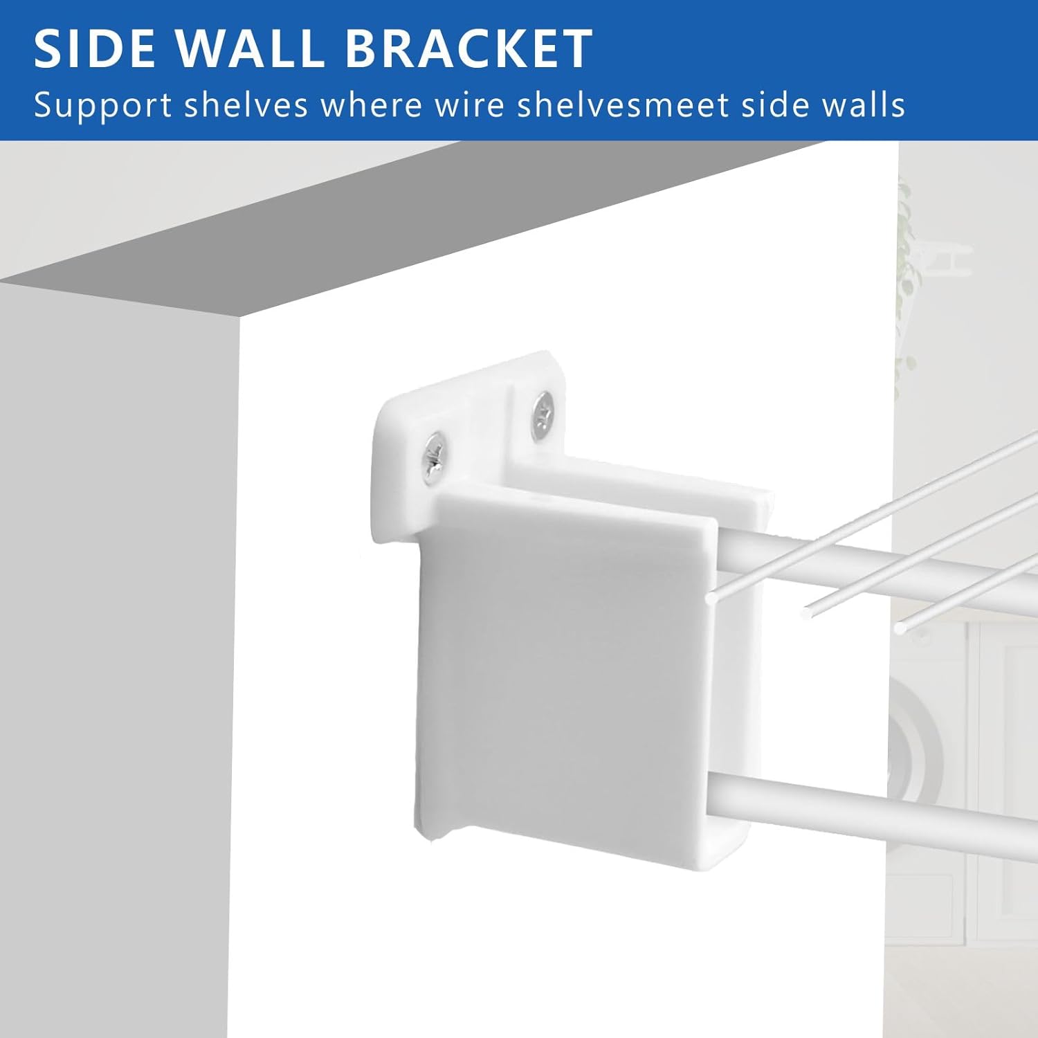 4 Pcs Wire Shelf End Bracket, Heavy Duty Closet Shelf Brackets, White Plastic Closet Rod / Wall Shelf Supports with Screws, Wall Mount Brackets for Shelves Closet