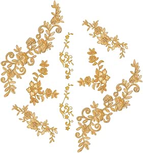 NBEADS 16 Pcs Gold Flower Embroidery Patch, Iron On Patches Sew On