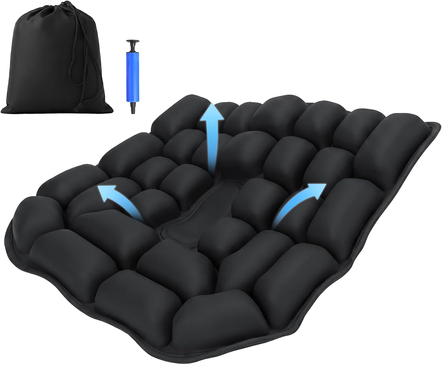 Inflatable Airplane Seat Cushion for Long Flights with Mini Pump | Portable Air Cushion for Long Flights,Office Chair,Train & Car,Press Inflate with Mini Pump Included