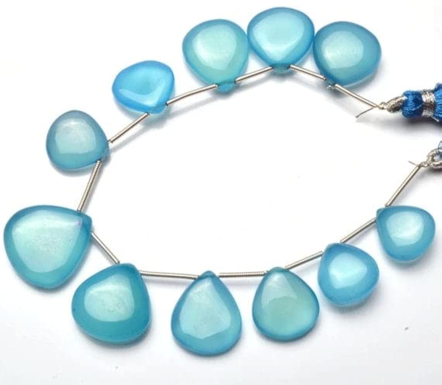 Chalcédoine bleu ciel véritables perles cœur pour raviver vos bijoux ternes