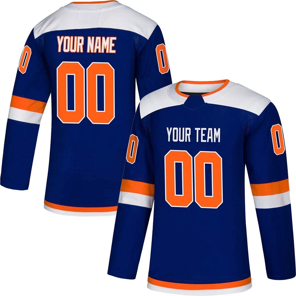 Custom Blue Hockey Jerseys for Men Women Youth Personalized Printed/Sewing Team Name Number S-5XL