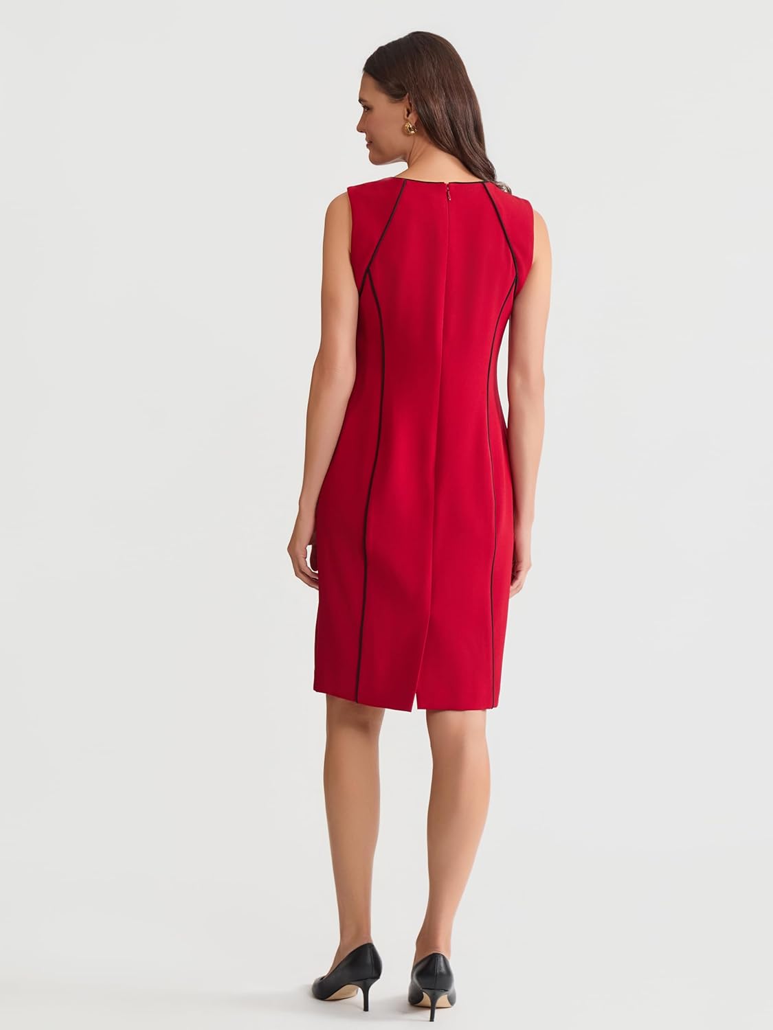 Kasper Womens Sleeveless Sheath Dress with Corded Piping Detail - Image 3