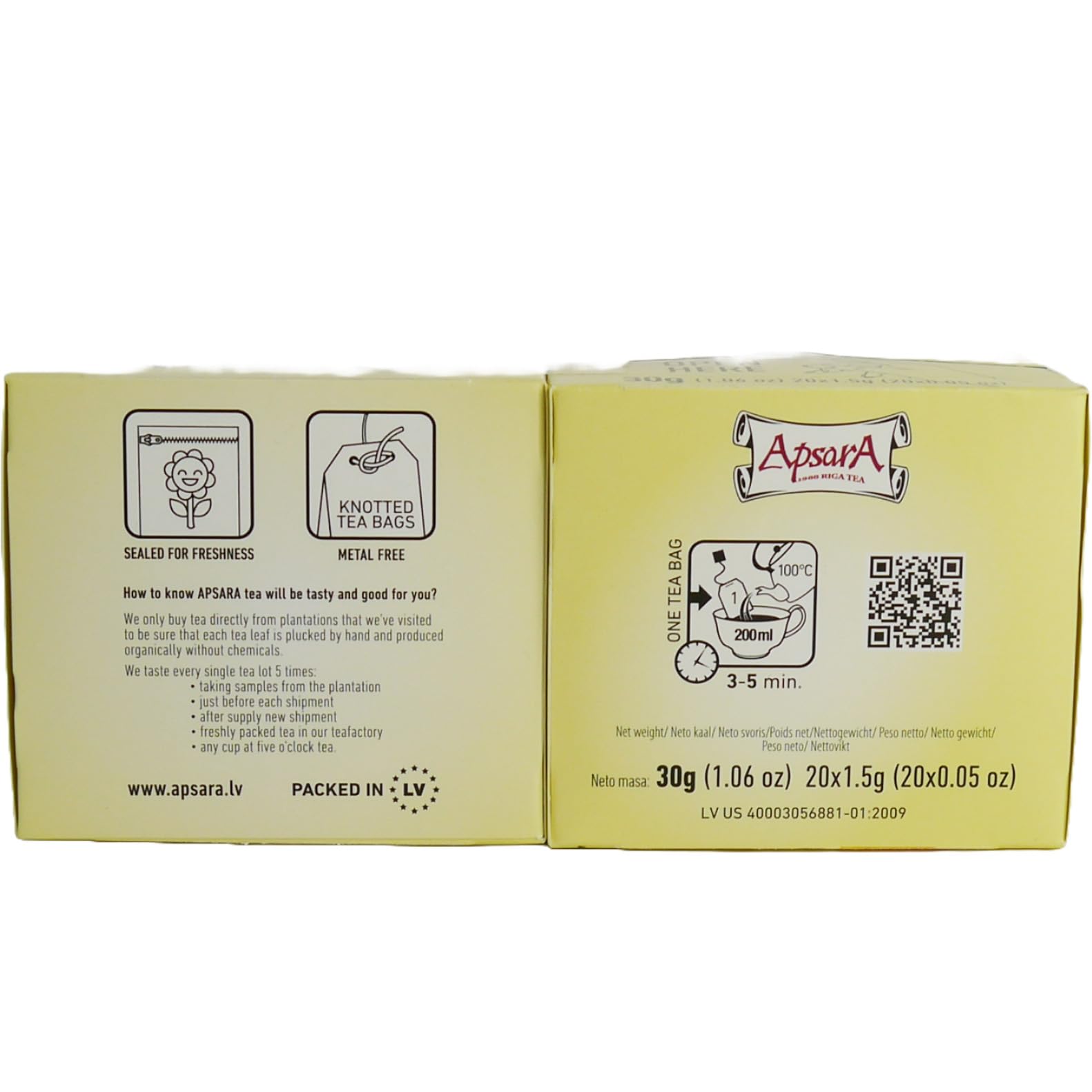 Apsara Premium té de Mango Blanco, juego de 3 (60 bolsitas), té verde y blanco con nota afrutada