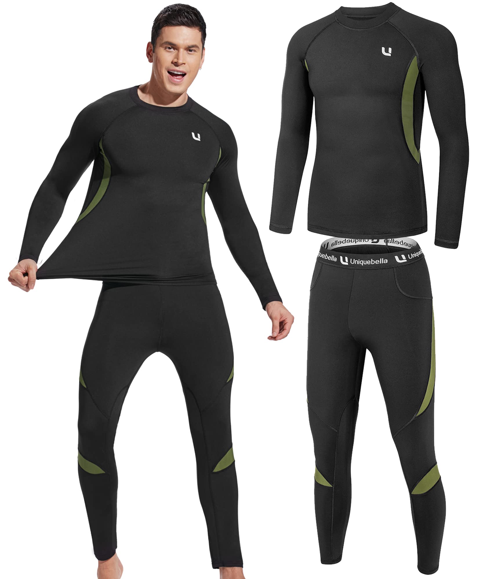 YESURPRISE Men's Thermal Underwear Sets Top & Long Johns Fleece Sweat Quick Drying