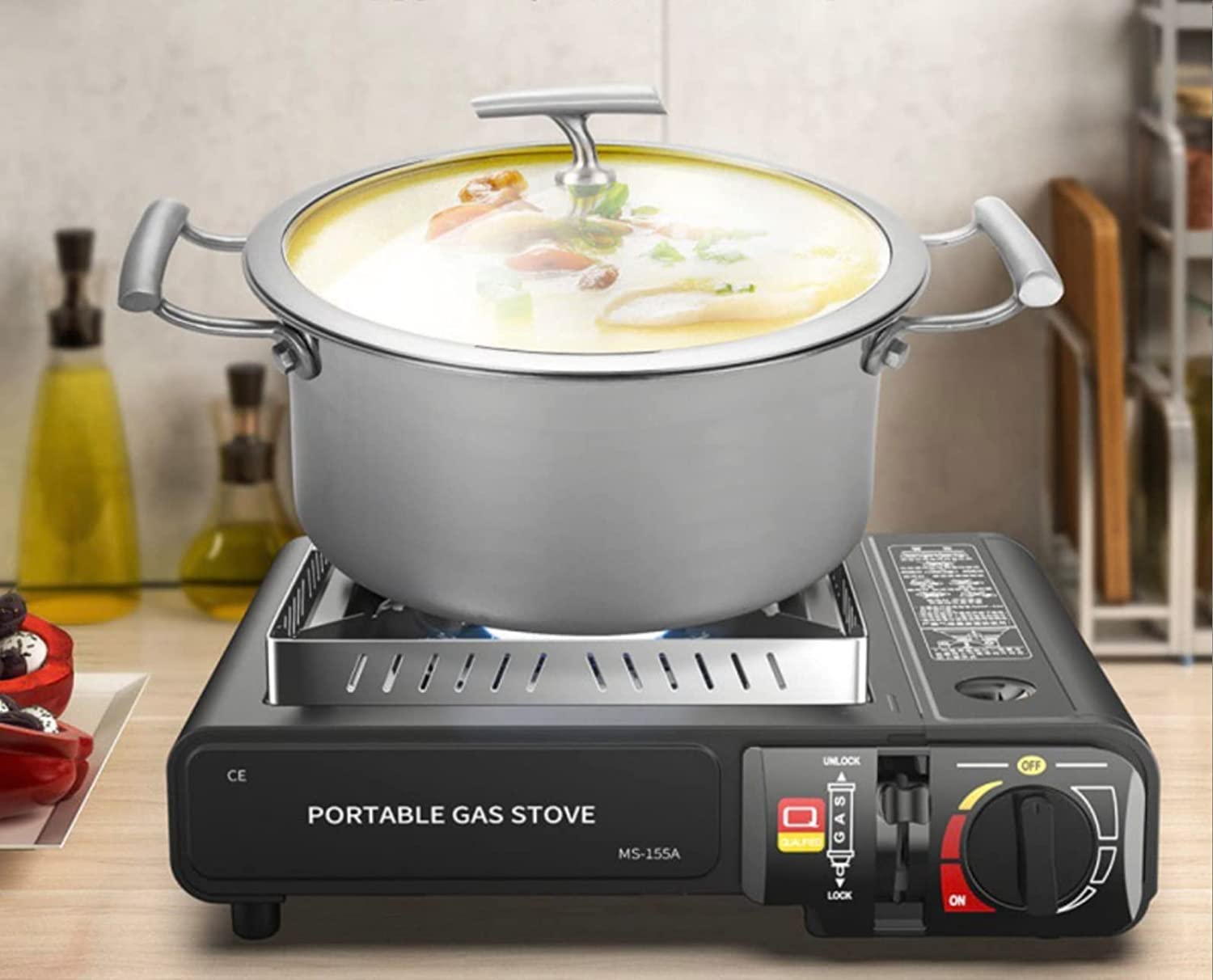 RHP Réchaud à gaz d'extérieur - Pour camping, voyage, vacances, randonnée, pique-nique, jardin - Avec mallette pratique - Jusqu'à 30 % de consommation de gaz en moins