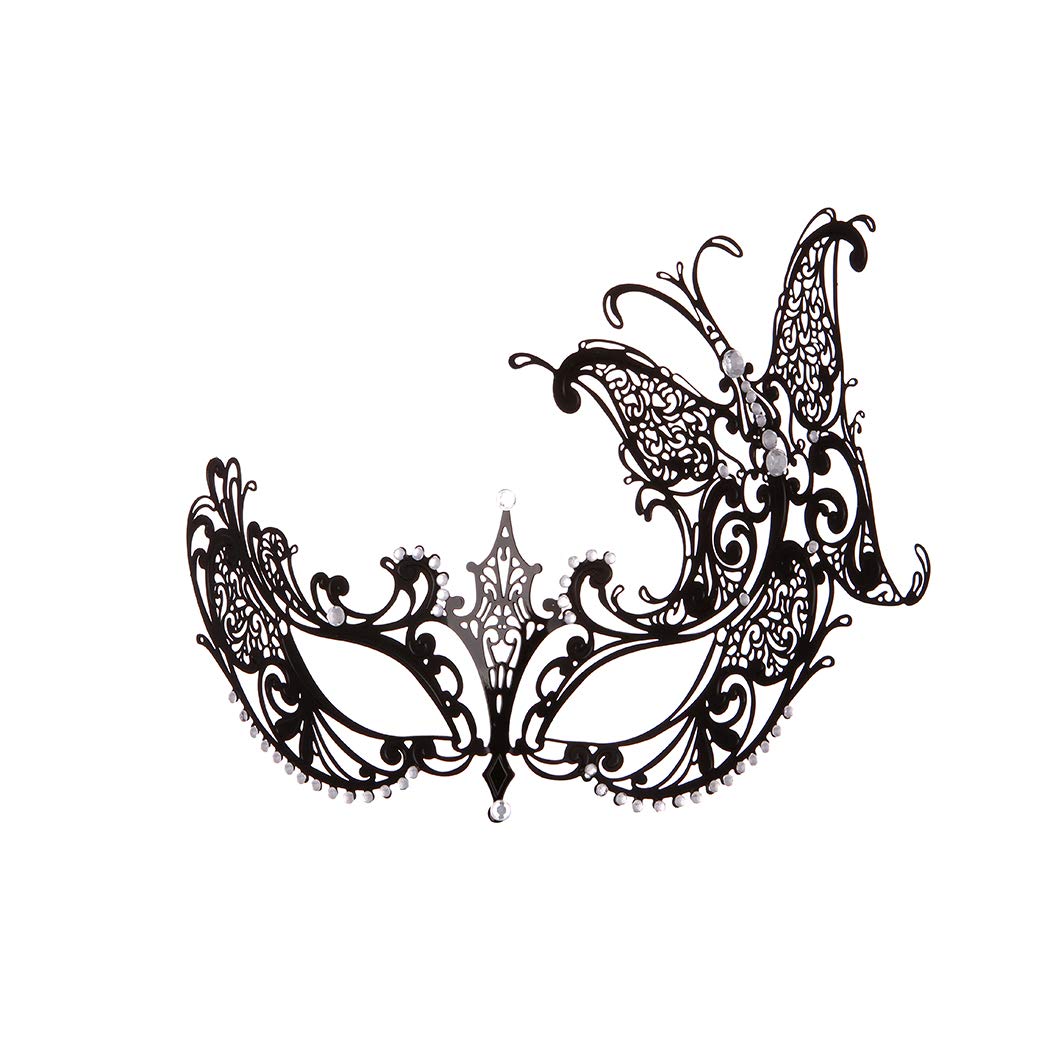 Masquerade Mask for Women - Metal Shiny Rhinestone Venetian Party Evening Prom Ball Butterfly Mask - Bar Costumes Accessory