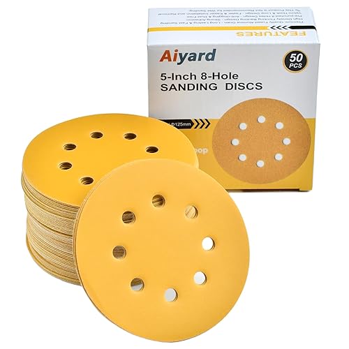 Discos de lija de 5 pulgadas, 8 agujeros, papel de lija de órbita aleatoria de grano 600, paquete de 50
