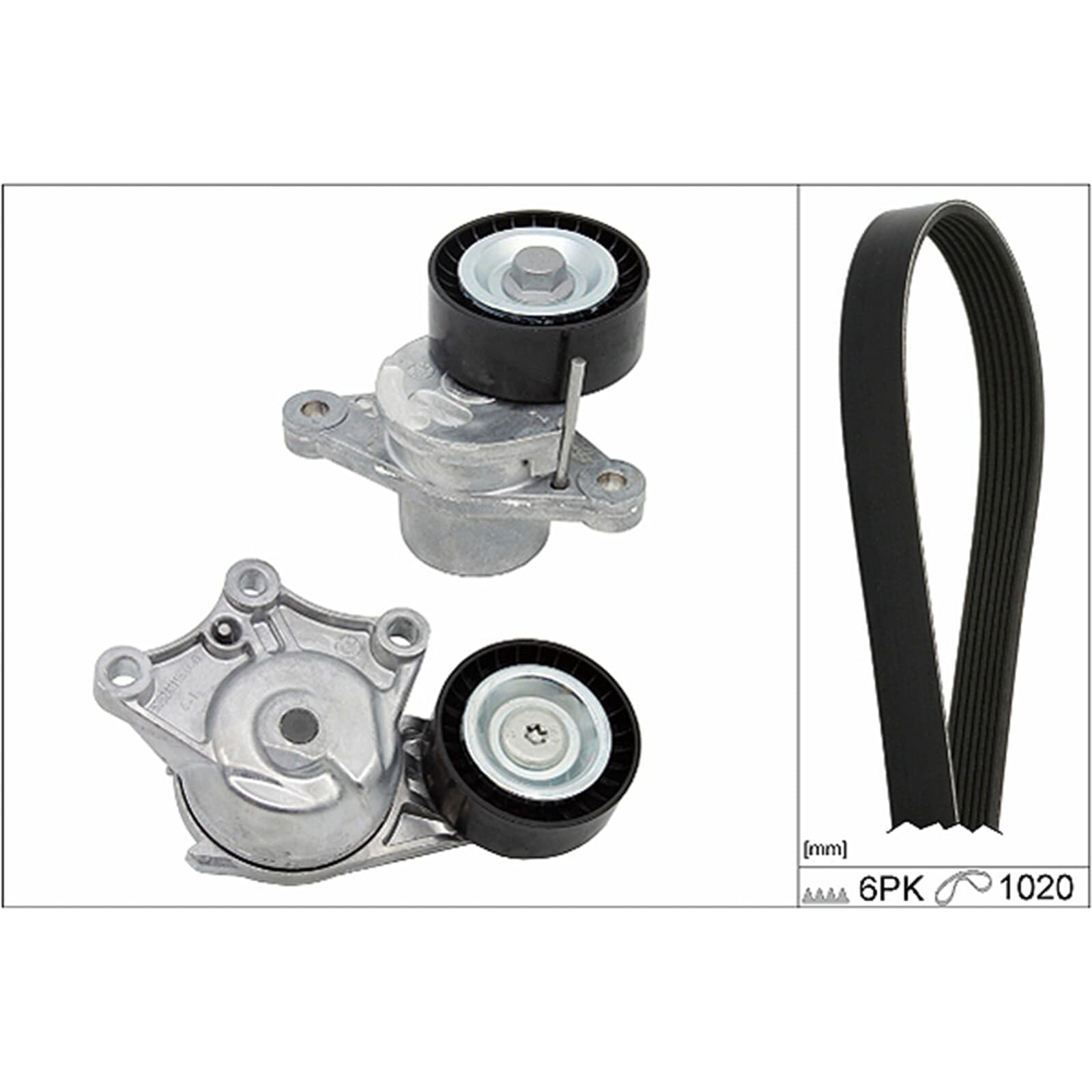 INA Jeu de courroies trapézoïdales à nervures 529 0323 10 1020mm Compatible avec PEUGEOT 208 I 3/5 portes CA, CC 2008 Break CU 208 II 3/5 portes UB, UP, UW, UJ, CITROËN C3 II SC