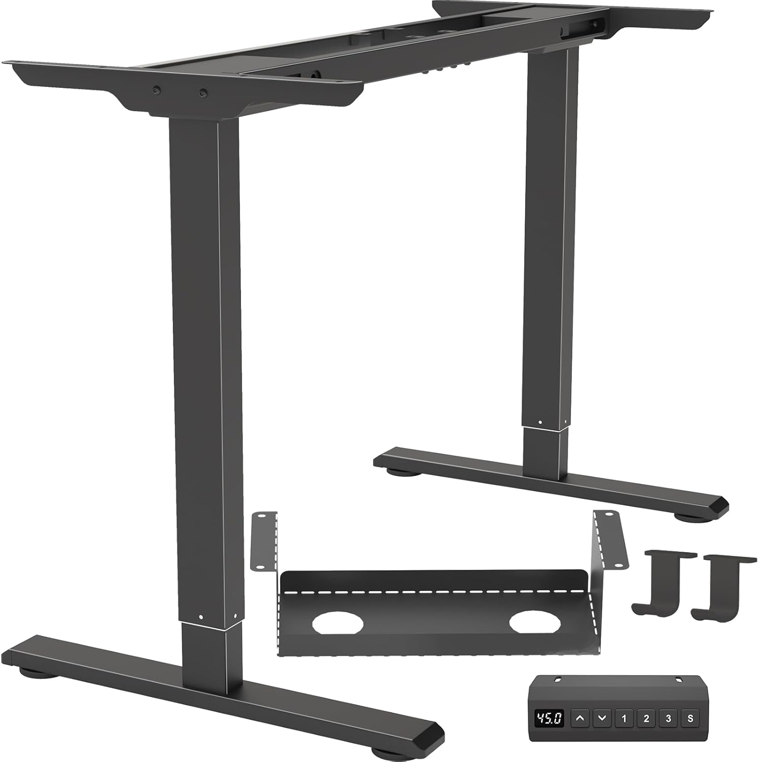 Dual Motor Standing Desk Frame, Electric Adjustable Legs, Workstation Desk Base, Sit stand desk frame, 3 Memory Height Settings, with Cable Management Tray, Headphone Hook - Thumbnail 2
