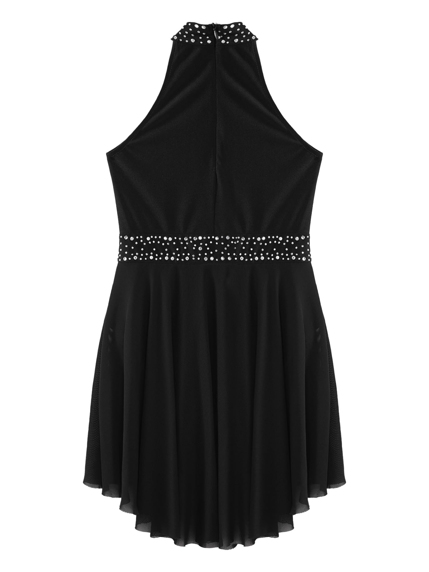 Hedmy Vestido de Patinaje Artístico para Niña con Lentejuelas Maillot de Baile Latino Leotardo Gimnasia con Falda Tul Vestido de Bailarina Ballet 5-16 Años