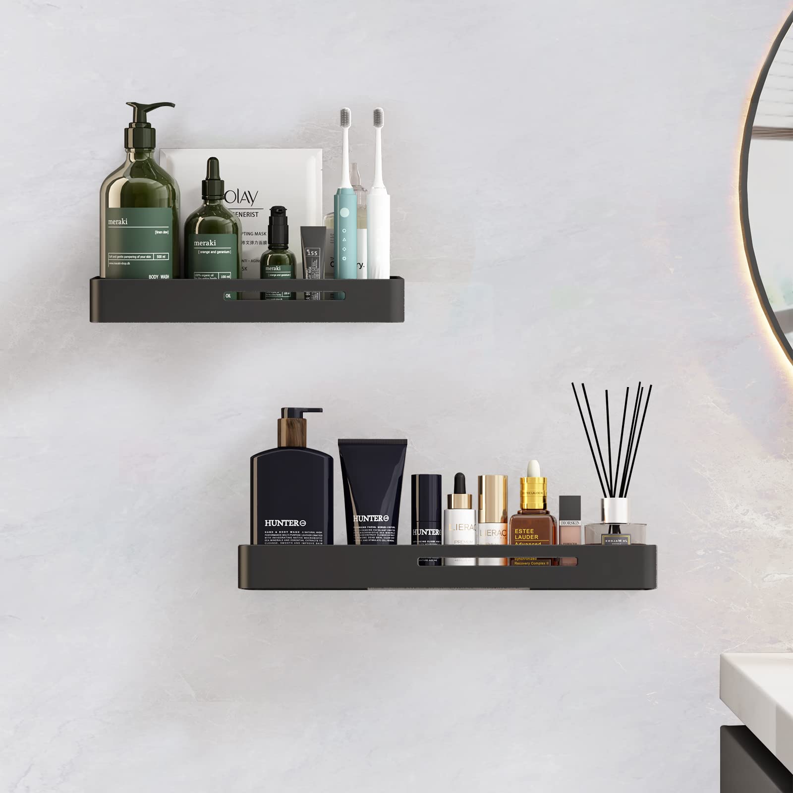 dancrul Shower Caddy Floating Shelves - Bathroom Wall Organizer Black Shower Shelf for Inside Shower,12 inch