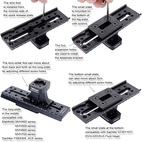 Miniatura 5 de iShoot Soporte de pie para soporte de lente compatible con Nikon Z 15.748in f2.8 TC VR S, Z 23.622in f4 TC VR S, Z 31.496in f6.3 VR S, soporte de