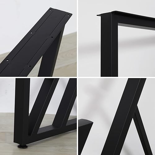Vista 11 de SSS Furniture Juego de 2 patas de metal para mesa, hierro cuadrado resistente para escritorio, comedor, oficina, patas de banco de acero, muebles
