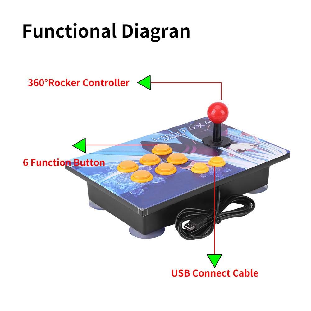 Fight Stick, USB Game Joystick Stick Buttons Dispositivo de Control del Controlador para XP, Win7, 8, 10
