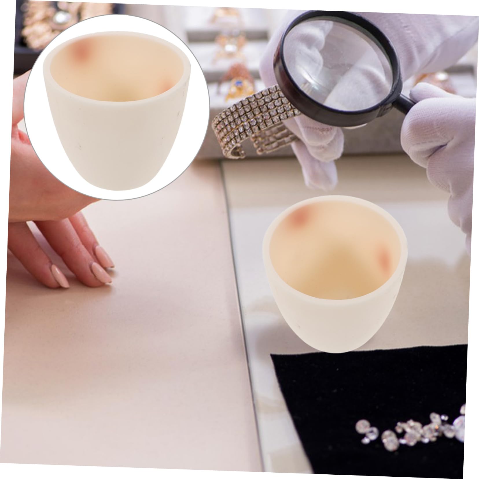 Gatuida 5pezzi Ciotola Ceramica Per Fusione Crogiolo Ossido Di Resistente Per Laboratorio e Analisi Metalli e Leghe Forma Curva Per Esperimenti Scientifici