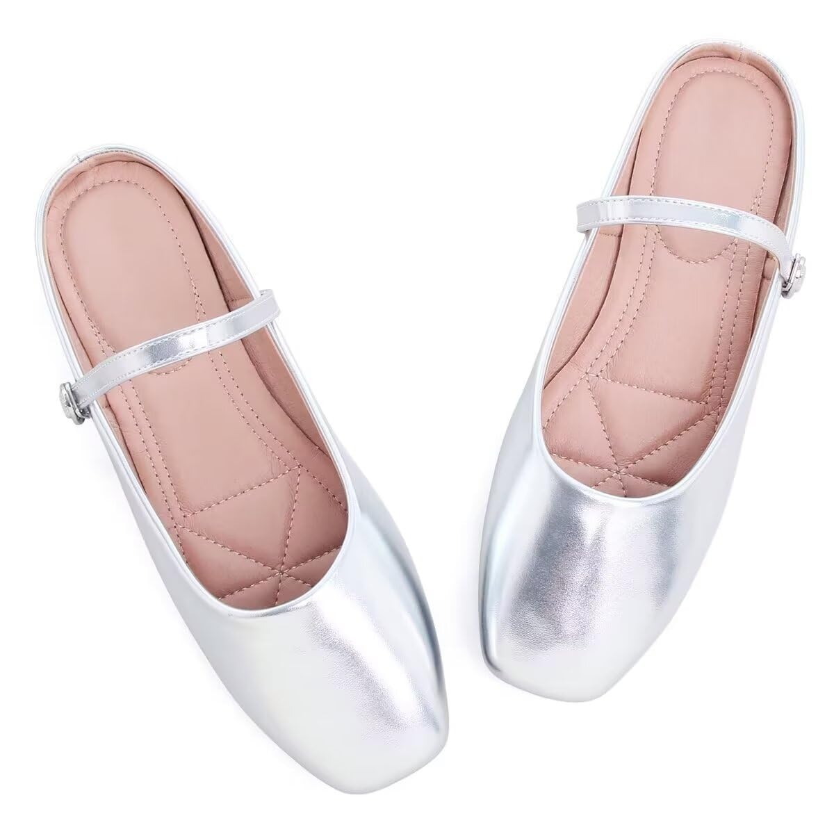 VFDB Women Mules Elegant Dressy Flats Closed Toe Microfiber Leather Shoes Adjustable Buckle Strap Mary Jane Casual Office Shoes