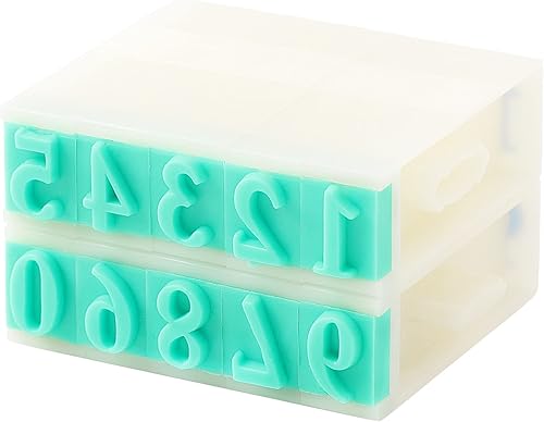 uxcell Juego de sellos de números desmontables, cabeza de goma de 10 dígitos, sellos de números arábigos, sellos de bloque de combinación para