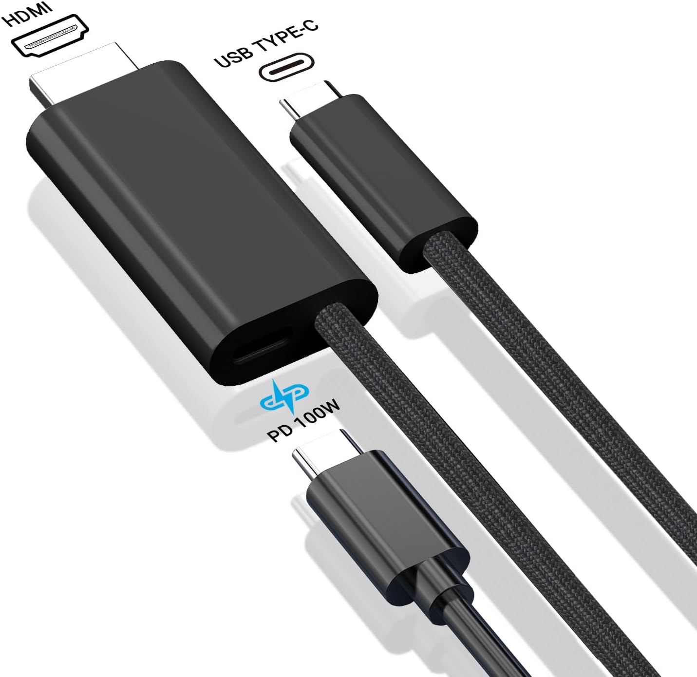 USB Type-C to HDMI Cable 4K/30Hz 1080P/60Hz Power Delivery PD 100W Charging Video Signal for Mobile/Tablet/Laptop/Dex Desktop Mode Compatible for Nintendo Switch/Steam Deck/ROG Ally (Black 6 Feet)