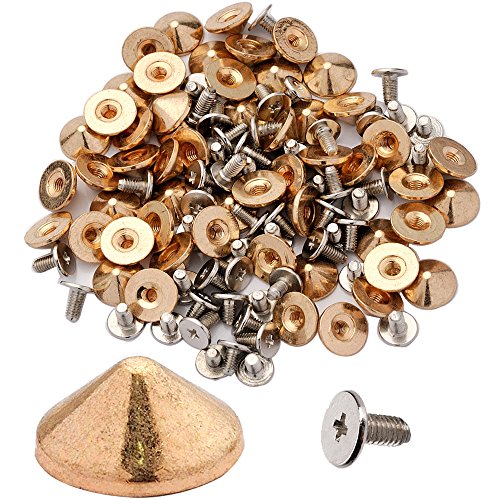 100pcs Cone Spikes Screwback Studs DIY Craft Cool Rivets Punk Stud (Rosegold)