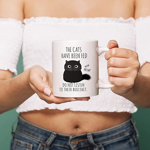 Miniatura 2 de Taza de café divertida, taza de café con texto en inglés Cats Have Been Fed Don't Listen, taza amante de los gatos, regalo para el marido, la